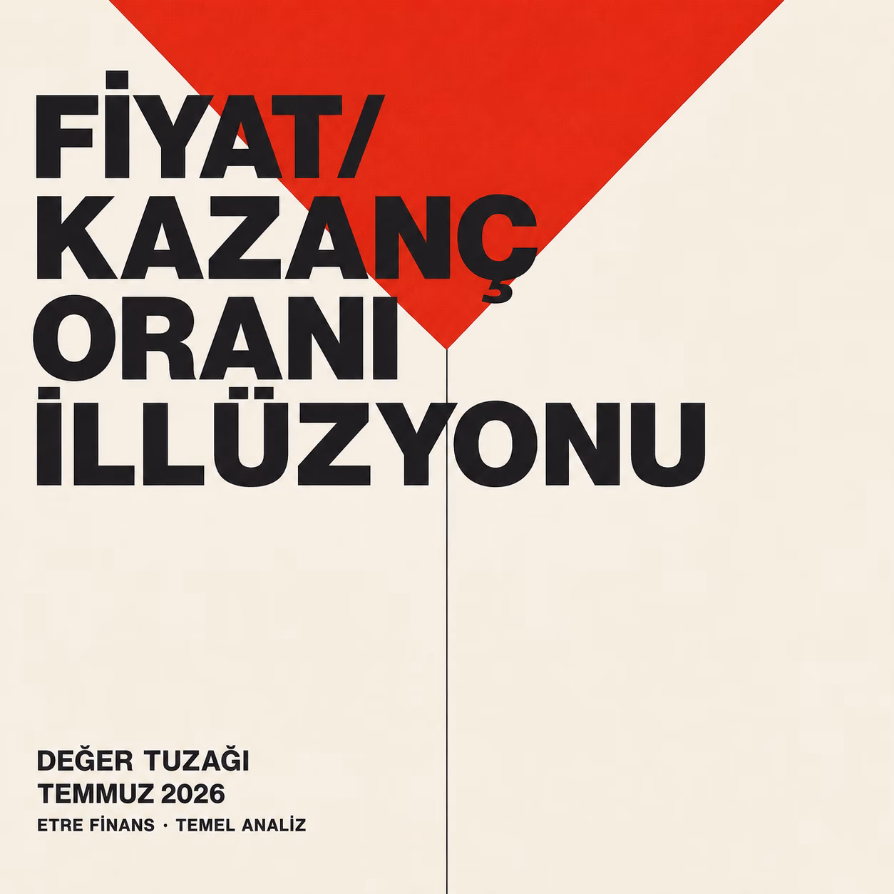 İsviçre grafik tasarım ekolünde fiktif kâr illüzyonunu anlatan soyut kırmızı kum saati illüstrasyonu