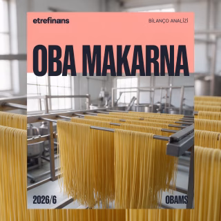 Oba Makarna 2026/6 bilanço analizi ana kapağı, somut üretim hattı ve dikey makarna askı perdesi görseli.